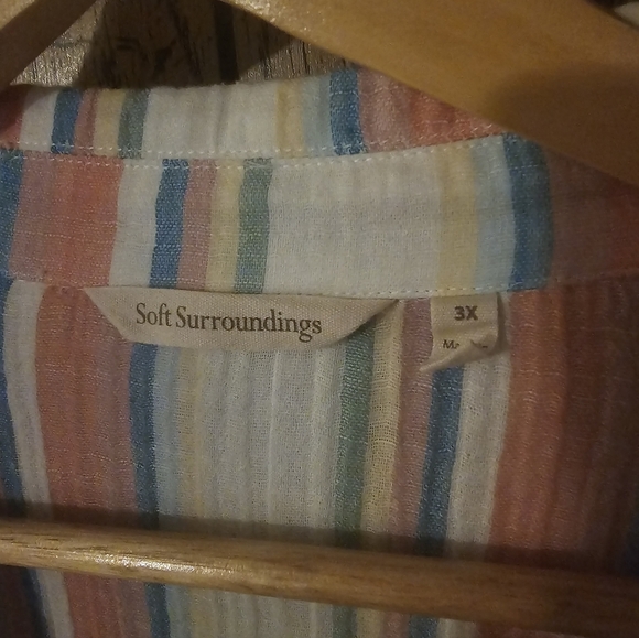 SOFT SURROUNDINGS Striped Cotton Button Down Shirt - 3X - Picture 6 of 6